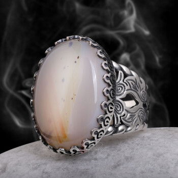 Doğal Hareli Yemen Akik Taşı El İşçiliği Gümüş Yüzük - 3