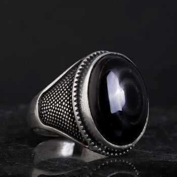 El İşi Göz Akik Taşı 925 Ayar Gümüş Yüzük - 2