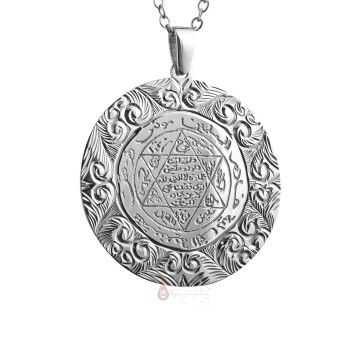 Erzurum Kalem İşi Gravür Oyma Mührü Süleyman Plaka Gümüş Kolye - 4