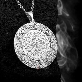 Erzurum Kalem İşi Gravür Oyma Mührü Süleyman Plaka Gümüş Kolye - 2