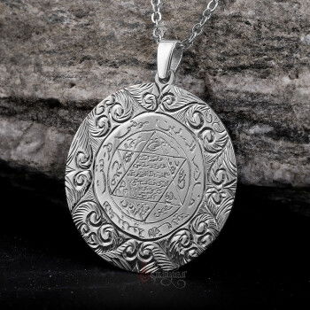 Erzurum Kalem İşi Gravür Oyma Mührü Süleyman Plaka Gümüş Kolye - 1