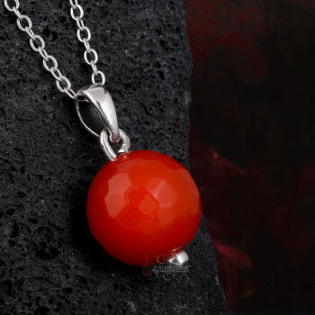 Fasetli Akik Taşı Kolye El İşçiliği Gümüş Kolye - 3