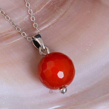 Fasetli Akik Taşı Kolye El İşçiliği Gümüş Kolye - 5