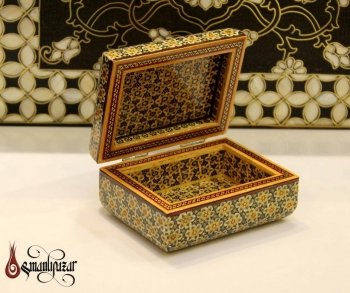 Hatemi Mozaik İşlemeli Küçük Boy Mücevher Ahşap Kutusu - Thumbnail