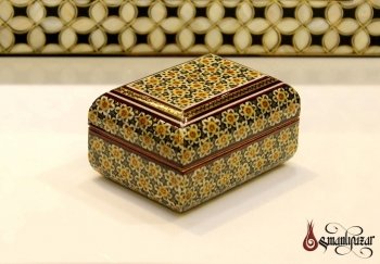 Hatemi Mozaik İşlemeli Küçük Boy Mücevher Ahşap Kutusu - Thumbnail