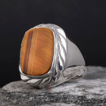 Kaplangözü Taşı Burgu Motifi 925 Ayar Gümüş Yüzük - 2