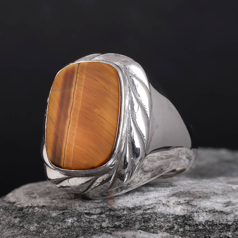 Kaplangözü Taşı Burgu Motifi 925 Ayar Gümüş Yüzük - 2