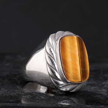 Kaplangözü Taşı Burgu Motifi 925 Ayar Gümüş Yüzük - 1