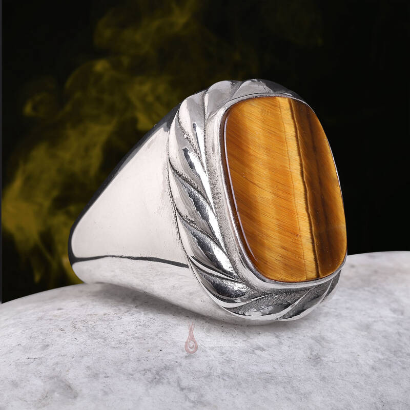 Kaplangözü Taşı Burgu Motifi 925 Ayar Gümüş Yüzük - 4