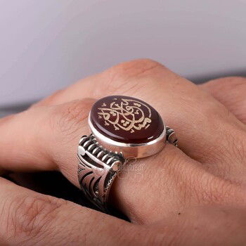 Kördüğüm Gibi El Oyma Sanatı Yemen Akik Taşı Gümüş - 3