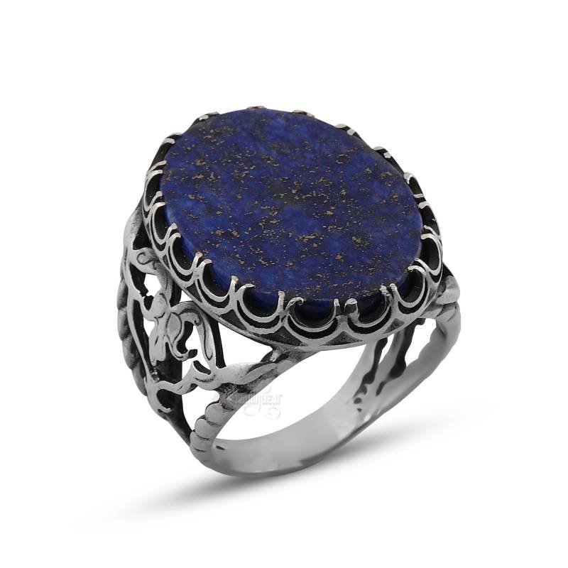 Lapis Lazuli Taşlı 925 Ayar Gümüş El İşçiliği Yüzük