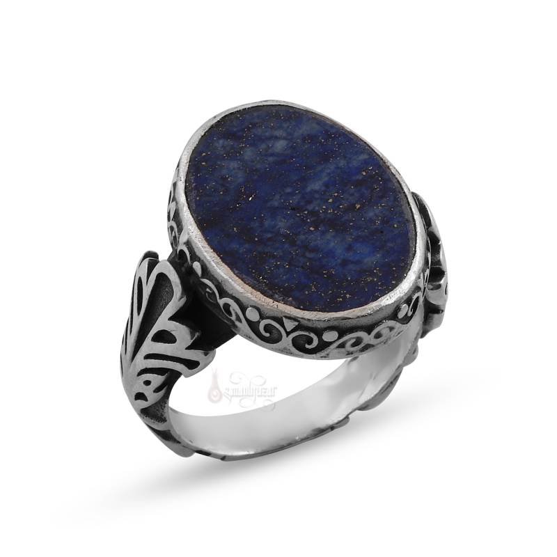 Lapis Lazuli Taşlı Gümüş Yüzük El İşçiliği