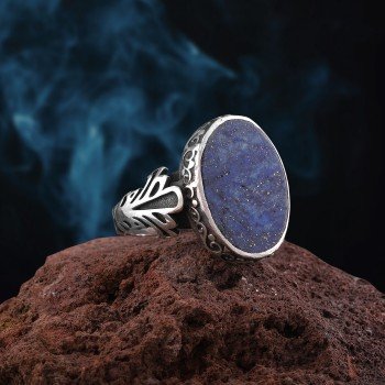 Lapis Lazuli Taşlı Gümüş Yüzük El İşçiliği - Thumbnail