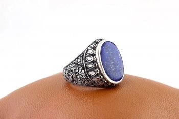 Lapis Lazuli Yüzük Nurullah Daştan Özel Kalem işçiliği - Thumbnail