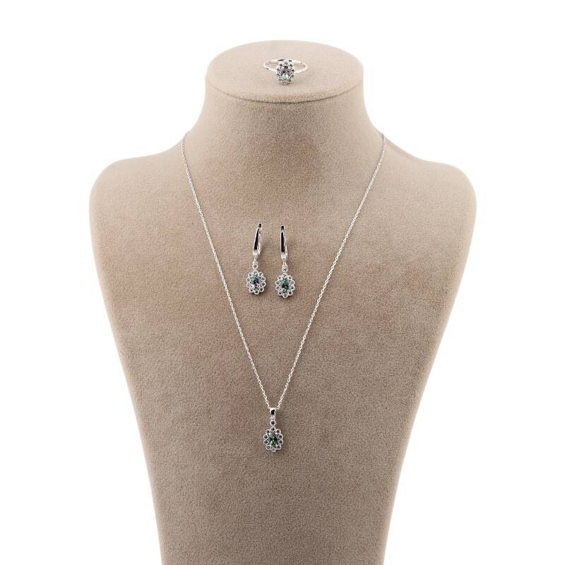 Mistik Topaz Taşı El İşçiliği 925 Ayar Gümüş Takı Seti - 2