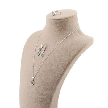 Mistik Topaz Taşı El İşçiliği 925 Ayar Gümüş Takı Seti - 4