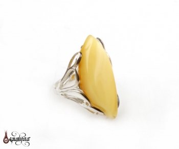 Orjinal KEHRİBAR Taşlı 925 Ayar Bayan Gümüş Yüzüğü - Thumbnail