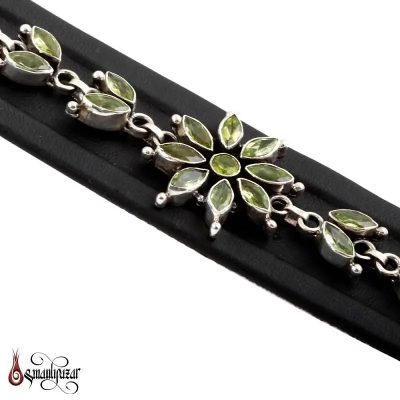 Orjinal Peridot Zebercet Taşlı Gümüş Bileklik - 1