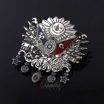 Osmanlı Arması Broş Yaka İğnesi 925 Ayar Gümüş - Thumbnail
