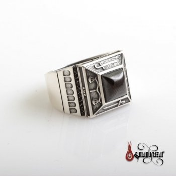 Özel Tasarım Hametit Taşlı 925 Ayar Gümüş Yüzük - Thumbnail