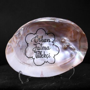 Sedef Kabuk Üzerine Elde Oyma Sanatı Kişiye Özel İsim Yazılı - 1