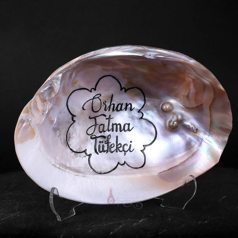 Sedef Kabuk Üzerine Elde Oyma Sanatı Kişiye Özel İsim Yazılı - 1