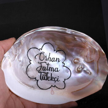 Sedef Kabuk Üzerine Elde Oyma Sanatı Kişiye Özel İsim Yazılı - 2