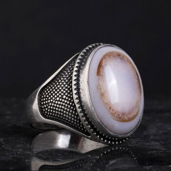 Süleyman-i Akik Taşı 925 Ayar Gümüş Yüzük El İşçiliği - 2