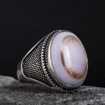 Süleyman-i Akik Taşı 925 Ayar Gümüş Yüzük El İşçiliği - 1