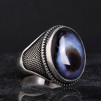 Süleyman-i Göz Akik Taşı 925 Ayar Gümüş El İşi Yüzük - 3