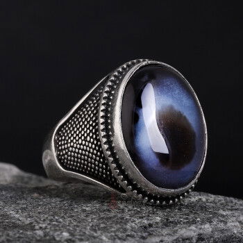 Süleyman-i Göz Akik Taşı 925 Ayar Gümüş El İşi Yüzük - 2