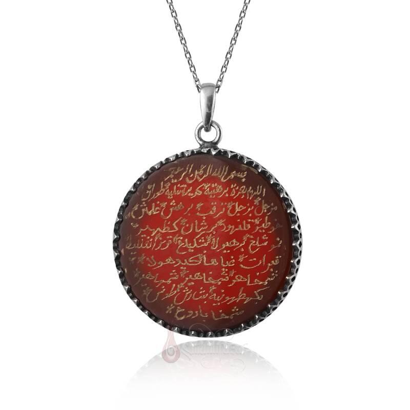 Tamamı El Yazısı Berhetiyye Duası Akik Kolye - 3