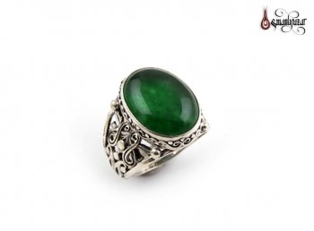 Yeşil Ceyd Taşlı Gümüş Yüzük - Thumbnail