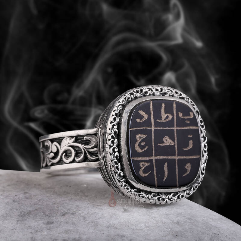 Zararı Defetmek ve İşlerin Açılması İçin Vefk Yazılı Siyah Akik Yüzük - 3