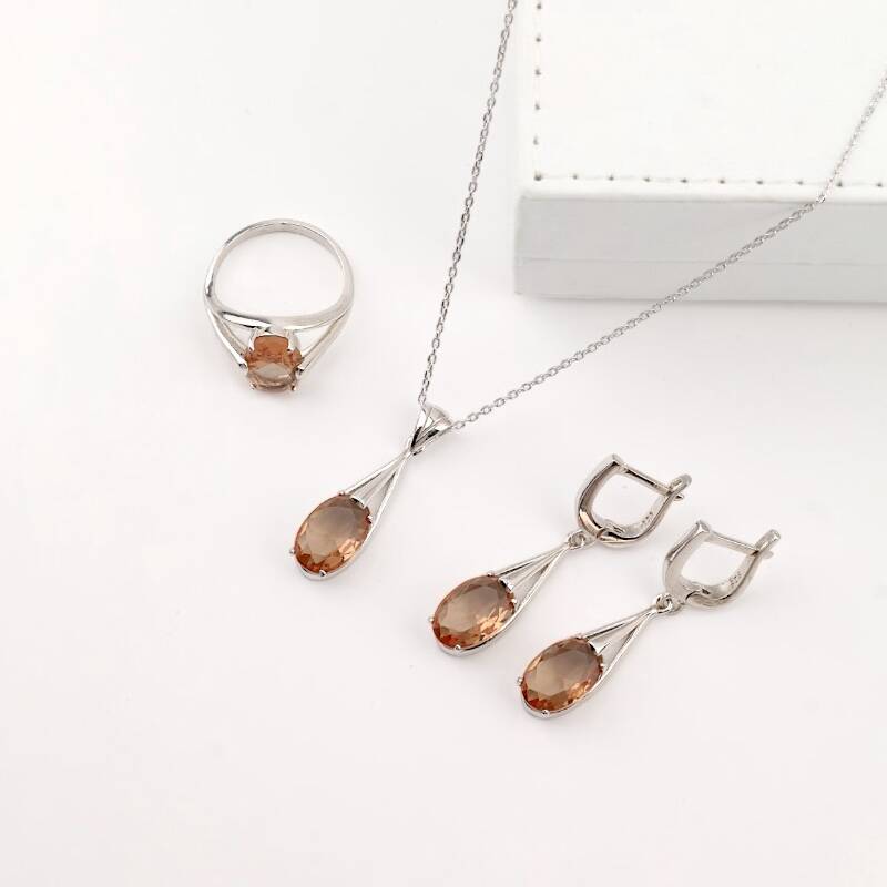 Zultanite Taşlı 925 Ayar Gümüş Takı Seti - 3