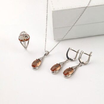 Zultanite Taşlı 925 Ayar Gümüş Takı Seti - Osmanlı Pazar