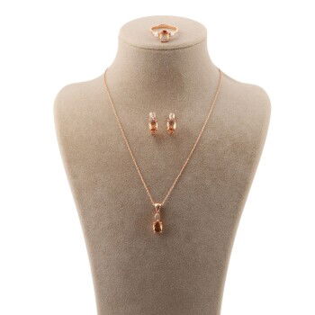 Zultanite Taşlı Rose Kaplama 925 Ayar Gümüş Takı Seti - 2