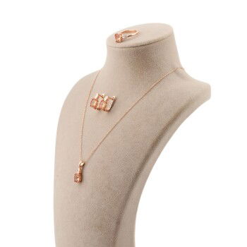 Zultanite Taşlı Rose Kaplama 925 Ayar Gümüş Takı Seti - 4